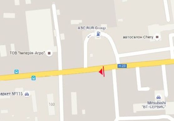 Схема рекламной плоскости по адресу Генерала Родимцева ул., напротив АЗС "РУР"