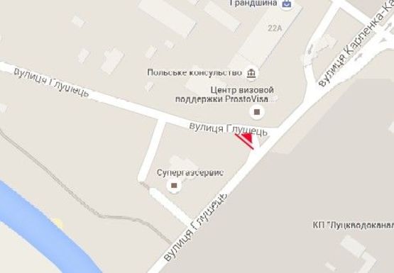 Схема рекламной плоскости по адресу Глушец ул., выезд к с. Рованцы