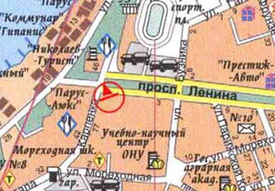 Схема рекламной плоскости по адресу Центральный пр. - Карпенко ул.