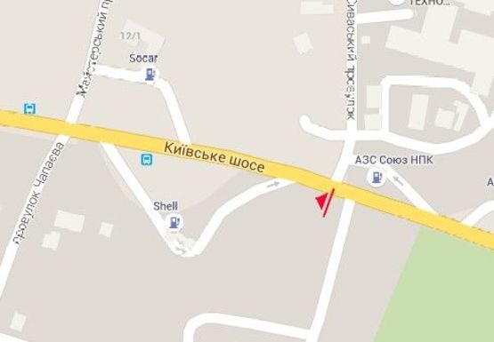 Схема рекламной плоскости по адресу Киевское шоссе, 1/4