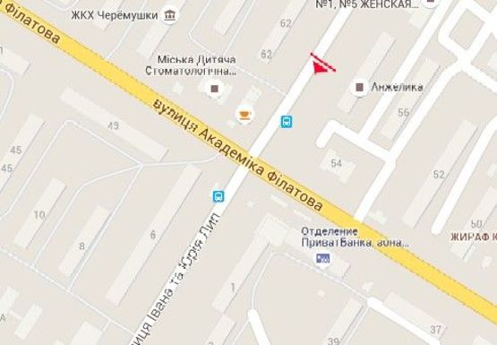 Схема рекламної площини за адресою Ивана и Юрия Лип ул. - Академика Филатова ул., 54