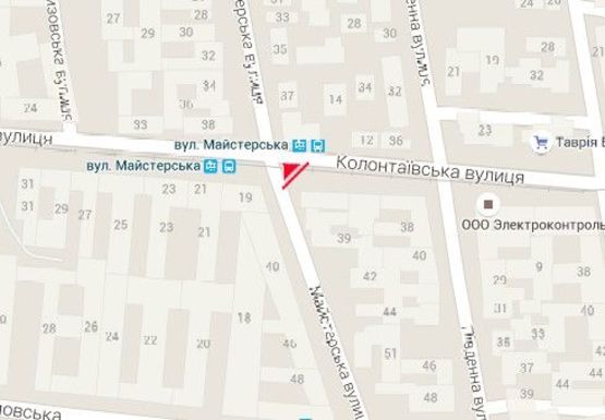 Схема рекламної площини за адресою Колонтаевская ул. - Мастерская ул., 39