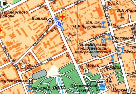 Схема рекламной плоскости по адресу Шевченко пр., 17 - Армейская ул.