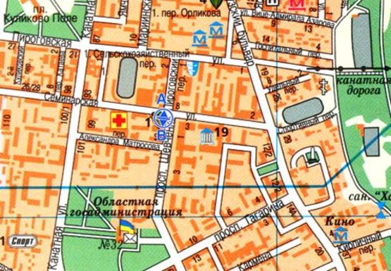 Схема рекламной плоскости по адресу Шевченко пр. - Семинарская ул., 5-В