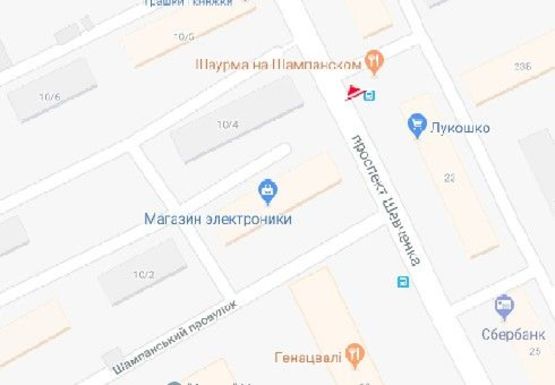 Схема рекламной плоскости по адресу Шевченко пр., 23 -  Шампанский пер. (остановка)