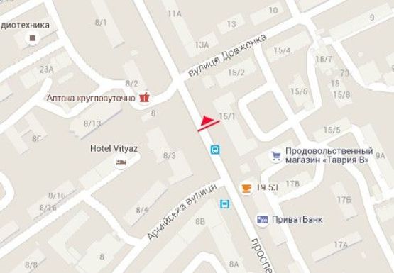 Схема рекламної площини за адресою Шевченко пр. - Довженко ул. (остановка)