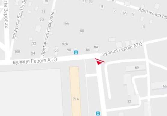 Схема рекламной плоскости по адресу Героев АТО ул. - Грушевского М. ул.