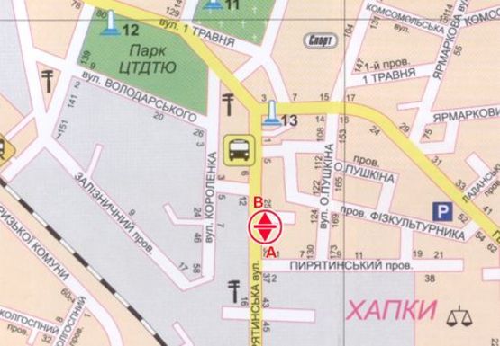 Схема рекламной плоскости по адресу Пирятинская ул., 27