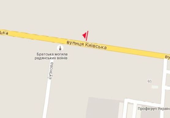 Схема рекламной плоскости по адресу Киевская ул., Бурштин, выезд со стороны Киева