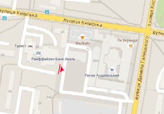 Схема рекламной плоскости по адресу Киевская ул., автовокзал, рынок Андреевский (средний)