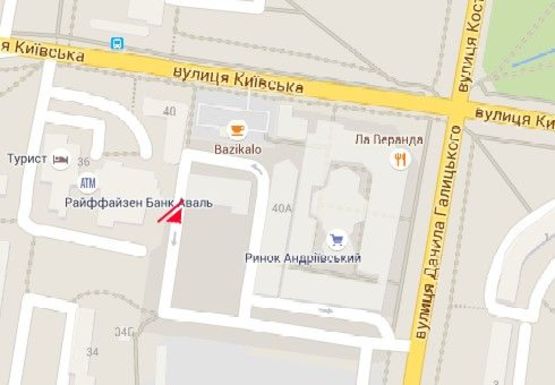 Схема рекламной плоскости по адресу Киевская ул., автовокзал, рынок "Андреевский", отдельный