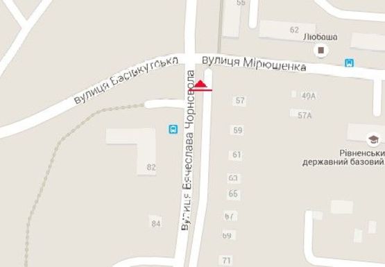 Схема рекламной плоскости по адресу Черновола ул. - Мирющенко ул.