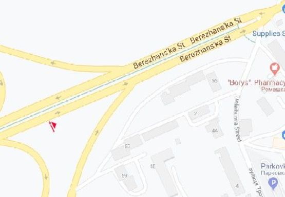 Схема рекламной плоскости по адресу Бережанская ул. - Будного Степана ул., 3-ий