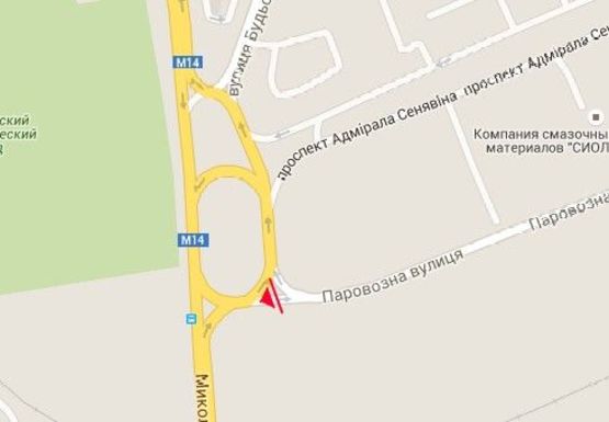 Схема рекламной плоскости по адресу Адмирала Сенявина пр. -  Паровозная ул.