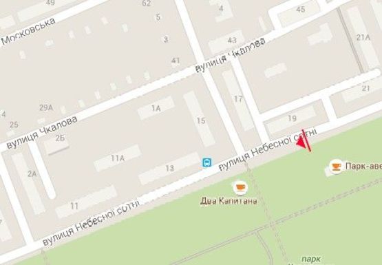 Схема рекламной плоскости по адресу Небесной сотни ул. - Степана Разина ул.