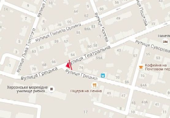 Схема рекламной плоскости по адресу Театральная ул. - Греческая ул.