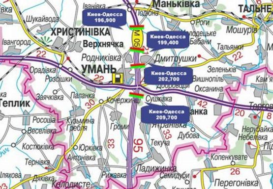 Схема рекламної площини за адресою Трасса M-05, Киев-Одесса, 209,700