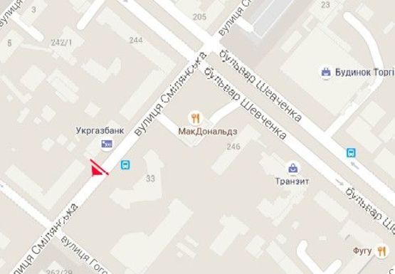 Схема рекламної площини за адресою Смелянская ул., 38-40