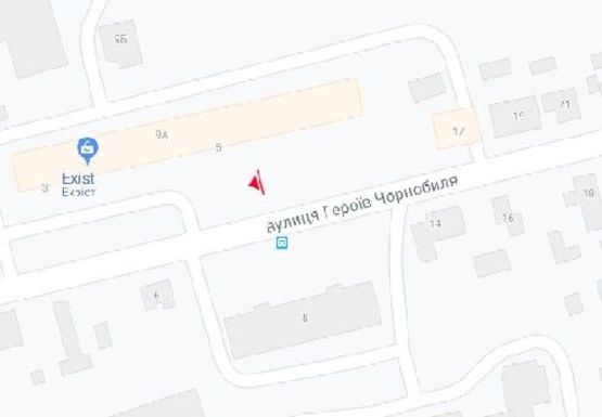 Схема рекламной плоскости по адресу Героев Чернобыля ул., 5, от центру