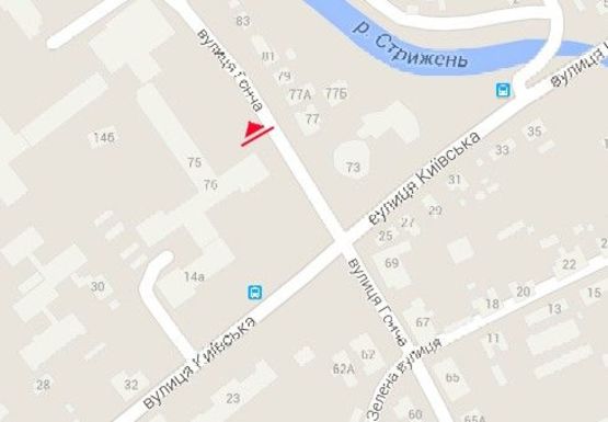 Схема рекламної площини за адресою Гончая ул., 76, к центру