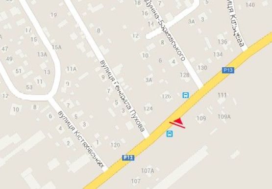 Схема рекламної площини за адресою Шевченко ул. -  Василия Дунина-Борковского ул., к центру