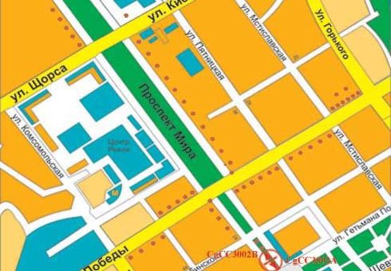 Схема рекламной плоскости по адресу Мира пр., аллея, Апелляционный суд