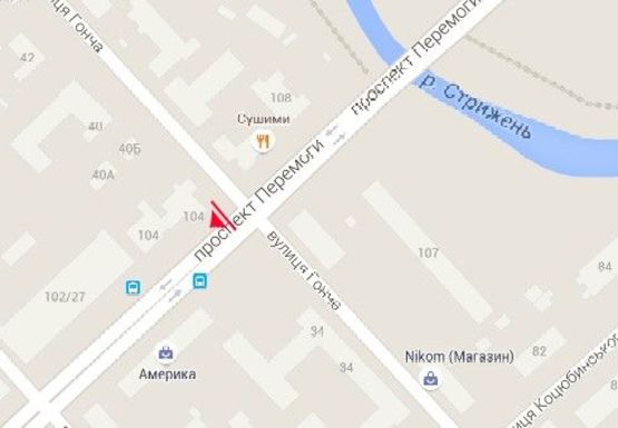 Схема рекламной плоскости по адресу Победы пр. - Гончая ул.