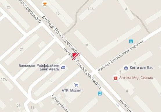 Схема рекламной плоскости по адресу Рокоссовского ул. - Защитников Украины ул.