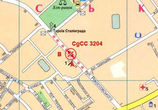 Схема рекламной плоскости по адресу Рокоссовского ул. 25, салон Билайн