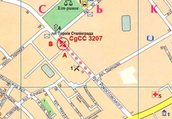 Схема рекламной плоскости по адресу Рокоссовского ул., Укрпромбанк