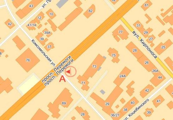 Схема рекламной плоскости по адресу Победы ул., 71 - Ремесленная ул.