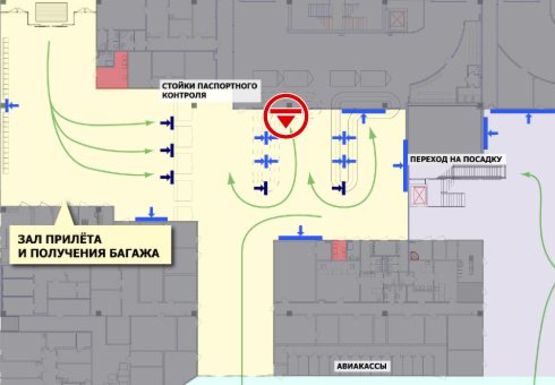 Схема рекламної площини за адресою Зал получения багажа, 1 этаж (Терминал А)