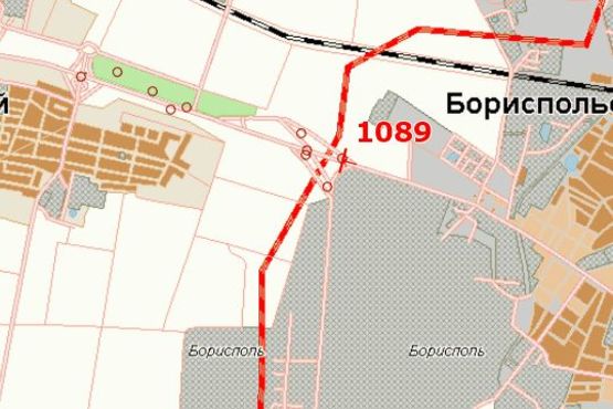 Схема рекламної площини за адресою Київ - Бориспіль, розворот перед м.Бориспіль (в напр. Києва)