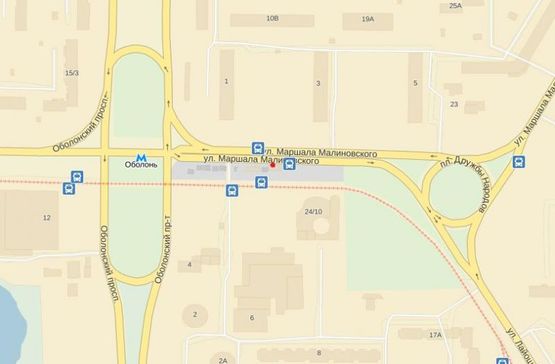 Схема рекламной плоскости по адресу М. Малиновского, ст. М "Оболонь" , рядом с ТРЦ "Диво Світ", маг."Велика Кишеня"