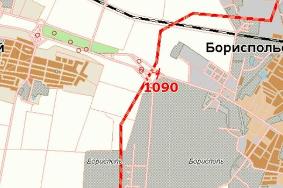 Схема рекламной плоскости по адресу Київ - Бориспіль, розворот перед м.Бориспіль (в напр. Харківа)