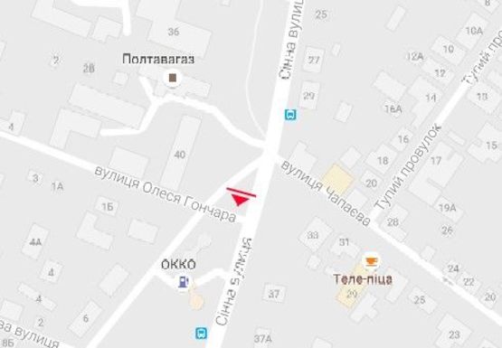 Схема рекламной плоскости по адресу Сенная ул. - Олеся Гончара ул. (Полтавагаз)