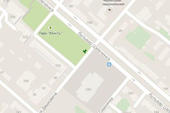 Схема рекламной плоскости по адресу Шевченка бульв. - Остафія Дашкевича вул. (Остафія Дашковича вул.), (№1)