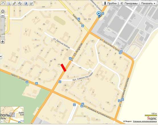 Схема рекламной плоскости по адресу 15 квітня  ТЦ "РАЙ ЦЕНТР" ( Сільпо, Пелікан, Керамо-сіті)