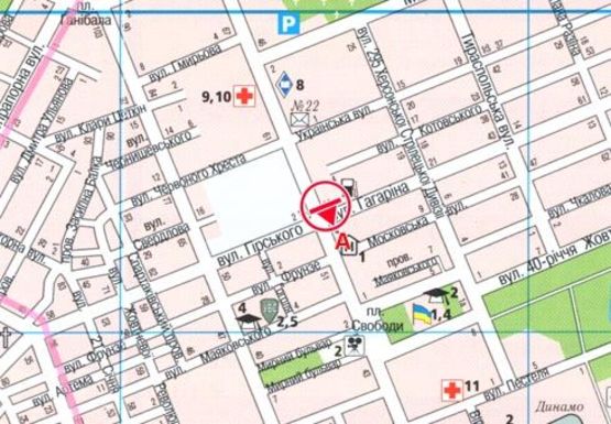 Схема рекламної площини за адресою Ушакова пр. - Гагарина пр. (BackLit)