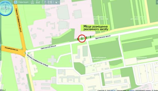 Схема рекламной плоскости по адресу тр Запорожье - Орехов, 1 км от ГАИ, от авторынка