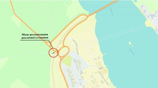 Схема рекламной плоскости по адресу о. Хортица в сторону Хортицкого района, ЖД Мост