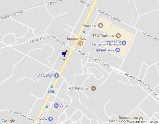 Схема рекламной плоскости по адресу м. Бровари, вул. Київська, 265/2