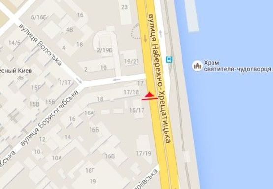 Схема рекламной плоскости по адресу Набережно-Крещатицкая ул., 17/18 - Борисоглебская ул.