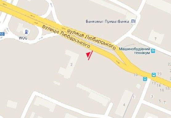 Схема рекламной плоскости по адресу Любарского ул., остановка пр. Слобожанский (1)