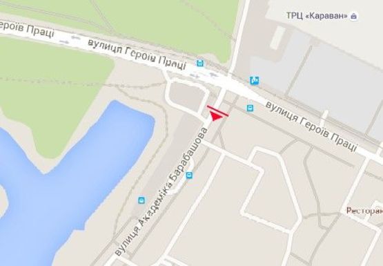 Схема рекламної площини за адресою Барабашова ул. - Героев Труда ул.