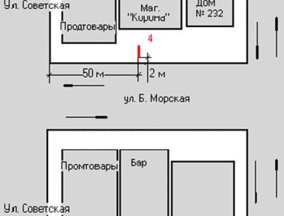 Схема рекламной плоскости по адресу Велика Морська вул., 67 - Радянська (центр) вул., 4