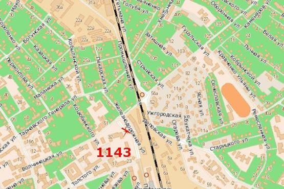 Схема рекламной плоскости по адресу Привокзальна вул. - Вовчинецька вул. (мегамаркет "Фаворит")