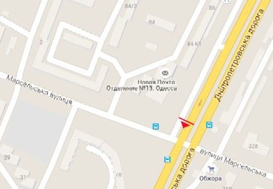 Схема рекламної площини за адресою Семена Палия ул., 82 -  Марсельская ул.