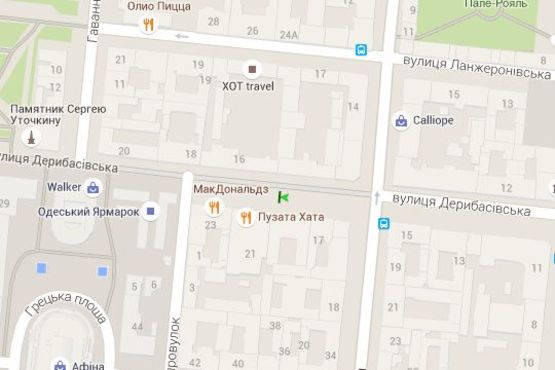 Схема рекламної площини за адресою Дерибасівска вул., 19