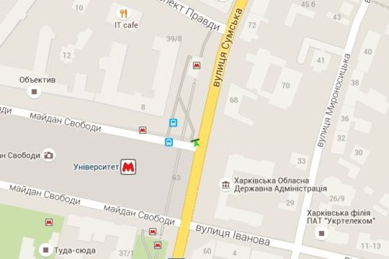 Схема рекламної площини за адресою Сумська вул., 39 - Свободи пл., (колона) (сторона В)